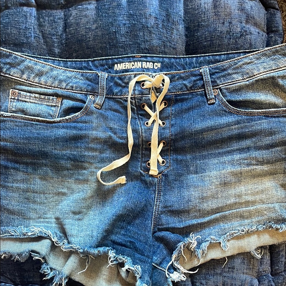 American Rag Lace-Up Denim Shorts